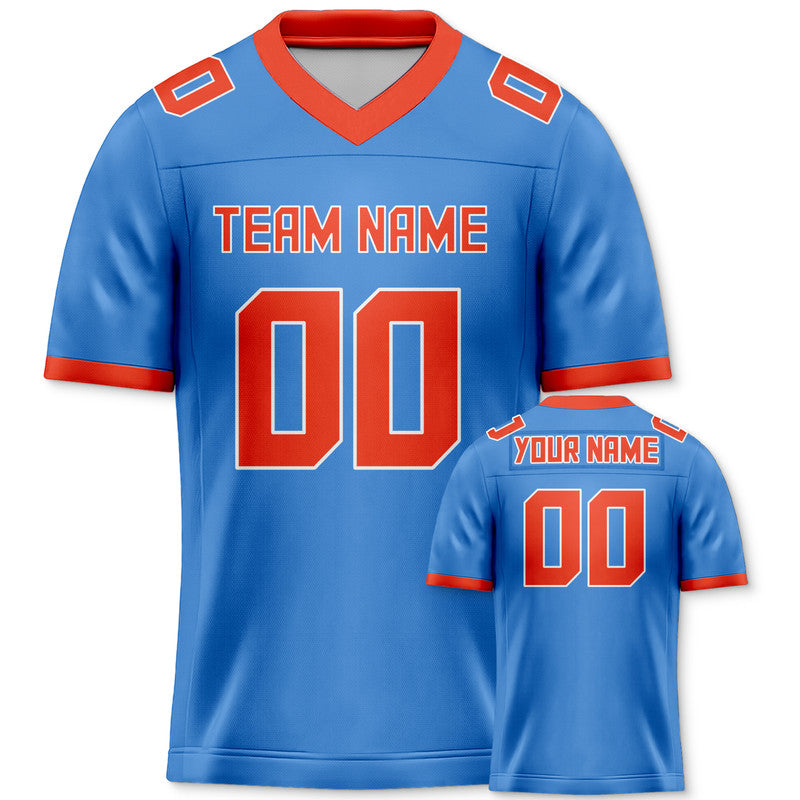 0DD16212-CDED-E7C9-CFED-A4A95A9679D4 Custom Powder Blue Orange Mesh Authentic Football Jersey