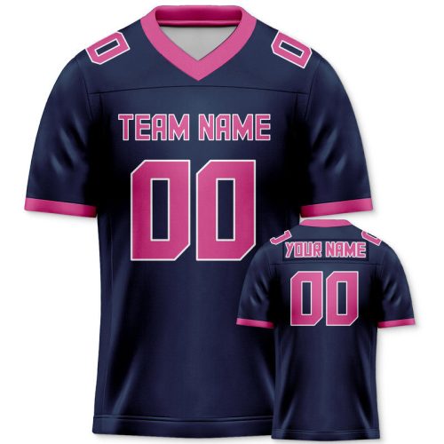 0E6A4143-6165-BFED-10EA-4FB144D59B47 Custom Navy Pink Mesh Authentic Football Jersey