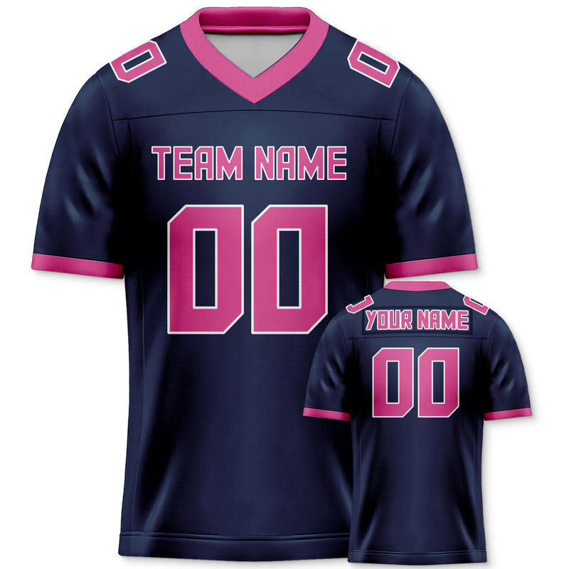 0E6A4143-6165-BFED-10EA-4FB144D59B47 Custom Navy Pink Mesh Authentic Football Jersey
