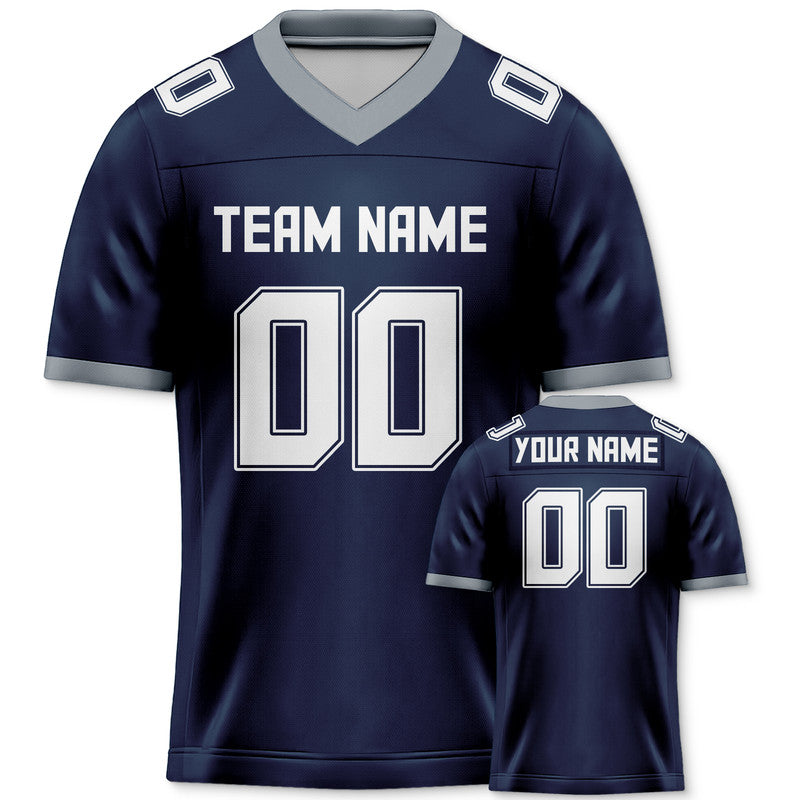 27EEFCBB-B171-4648-1501-0DD5E0B7AFFB Custom Navy White-Gray Mesh Authentic Football Jersey