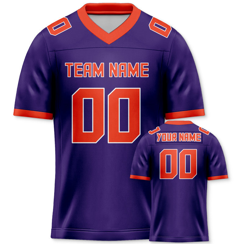 291A1EC0-9594-0C61-9888-3722ABC7A199 Custom Purple Orange Mesh Authentic Football Jersey