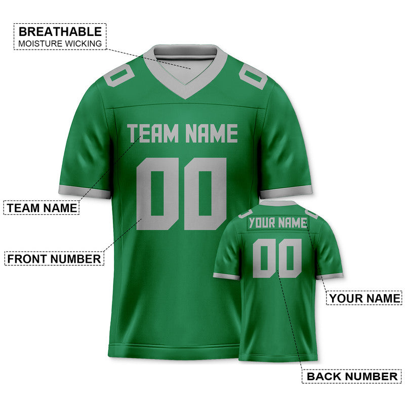 303EE429-43B9-5AB6-DF54-9F21064C5F1F Custom Green Gray Mesh Authentic Football Jersey