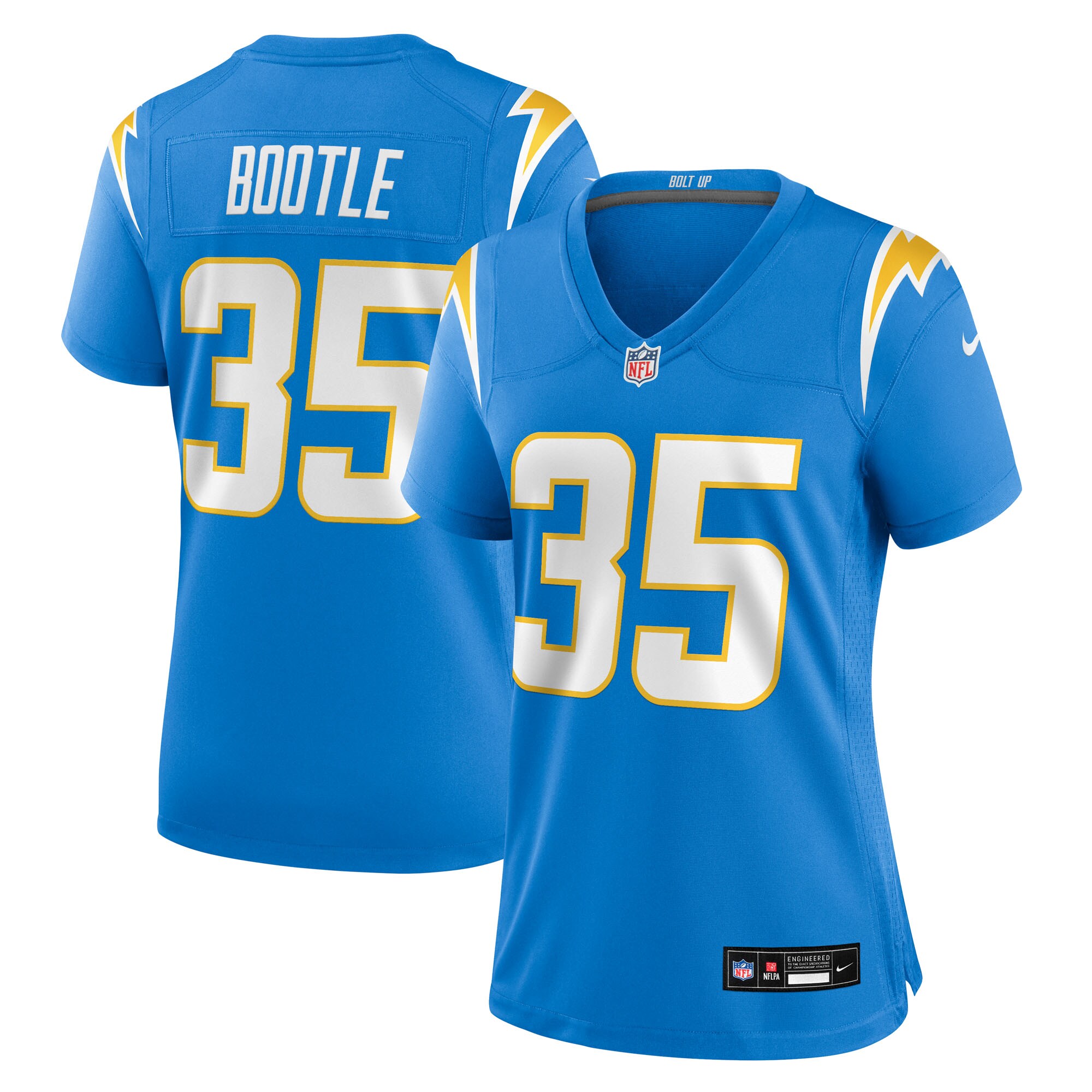 310F0F89-4755-CC07-ADF8-969A8C8EBD09 Women's Los Angeles Chargers Dicaprio Bootle Nike Powder Blue Team Game Jersey