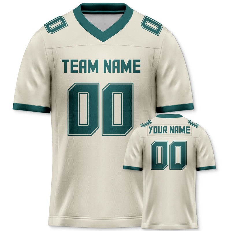3BC0D416-054B-8FAC-93D4-1714C7BA9780 Custom Cream Kelly Green Mesh Authentic Football Jersey