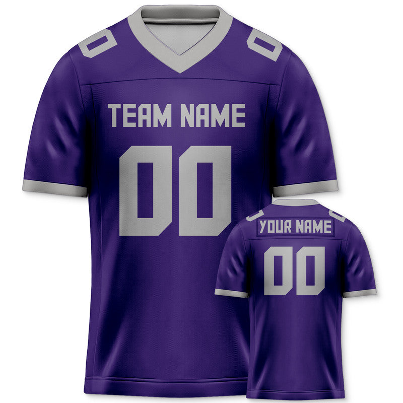 3C6BE258-7583-9674-B4E7-475C228ECF28 Custom Purple Gray Mesh Authentic Football Jersey