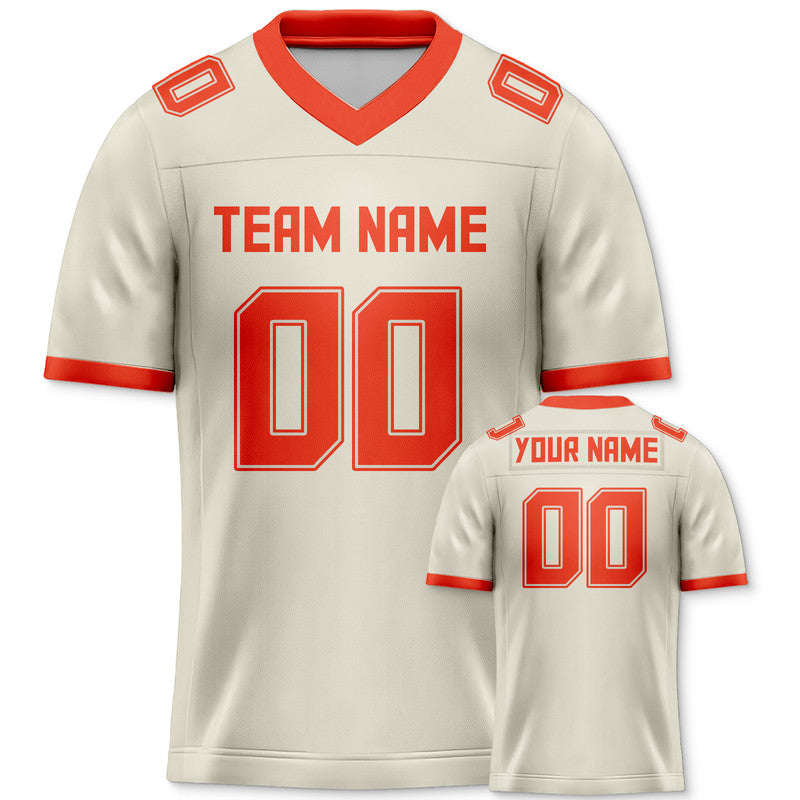 Custom Cream Orange Mesh Authentic Football Jersey