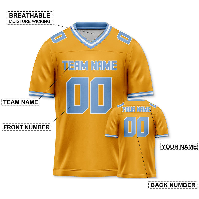 4A7D7127-4398-C99C-2ABB-95BCD5C07766 Custom Gold Light Blue Mesh Authentic Football Jersey