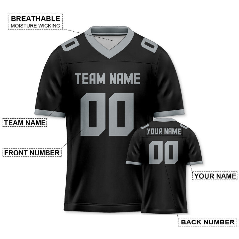 52804797-C51B-A9A2-7B8A-8F4A6B5103AB Custom Black Gray Mesh Authentic Football Jersey