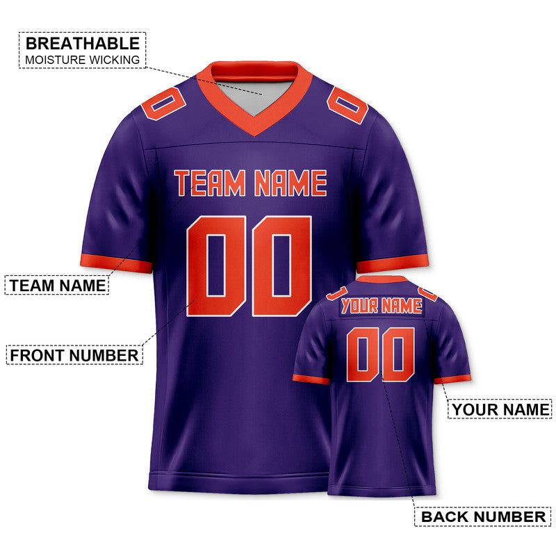 594FE016-C516-E775-F920-5EFAC9A965BC Custom Purple Orange Mesh Authentic Football Jersey