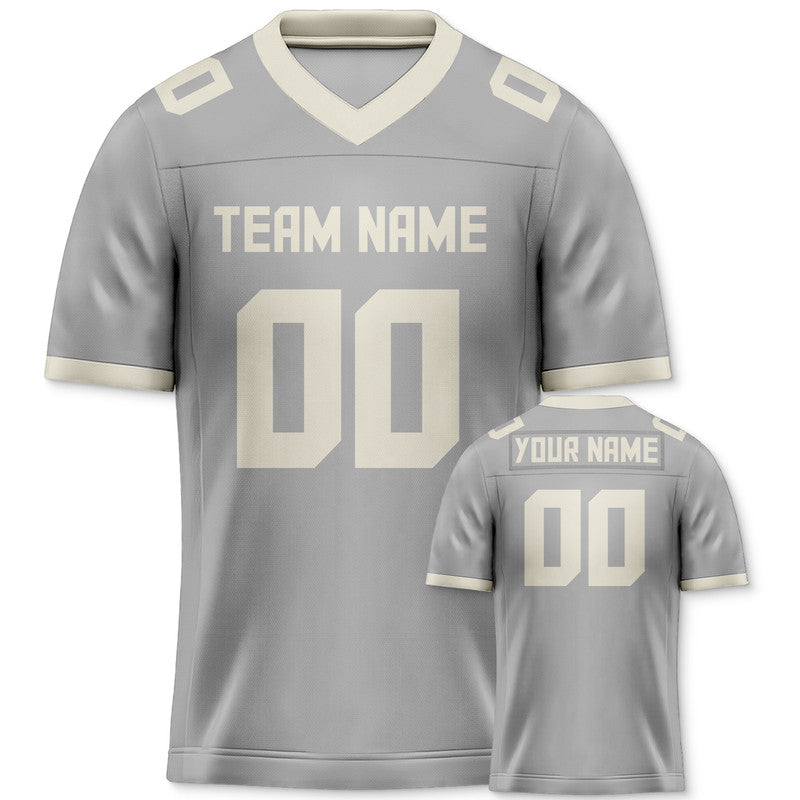 622CBC29-84C0-D331-BF0F-29512C936779 Custom Gray Cream Mesh Authentic Football Jersey