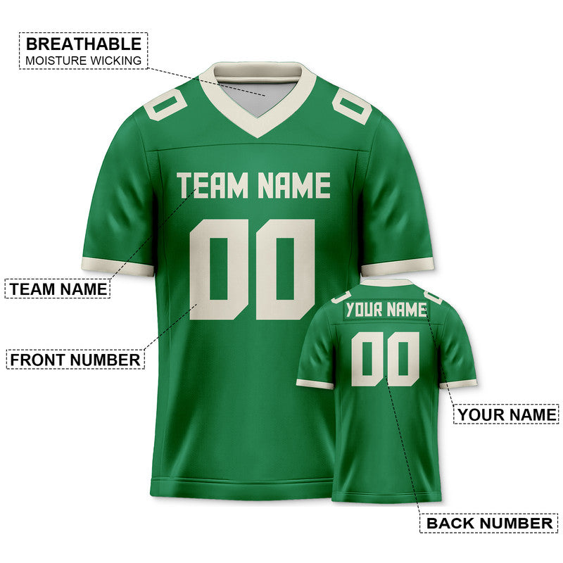 626EAAF3-3205-D657-87E7-D74D1F43E6CE Custom Green Cream Mesh Authentic Football Jersey