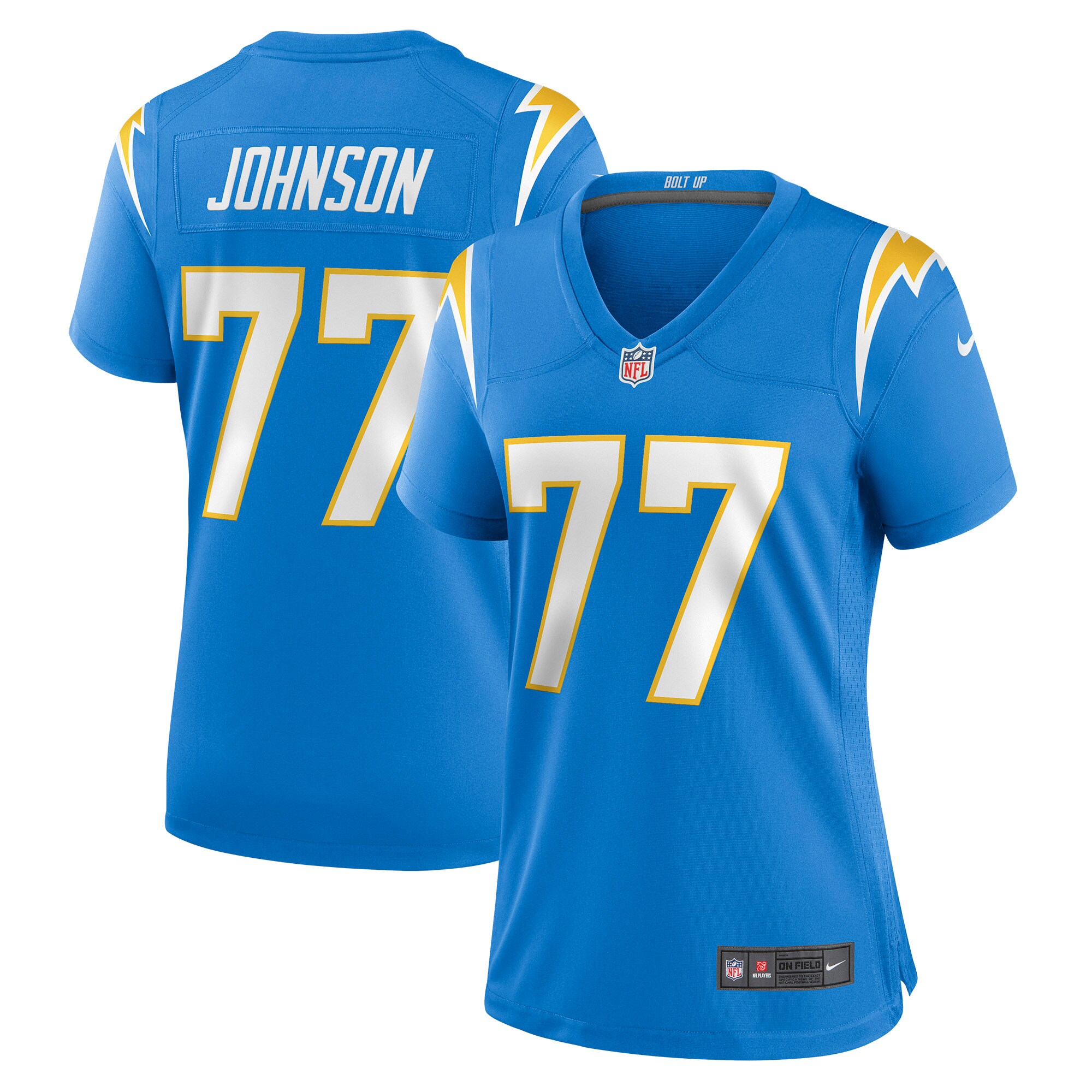 6344964F-AE1A-BA85-BA82-0DD5D6D9E907 Women's Los Angeles Chargers Zion Johnson Nike Powder Blue Player Game Jersey