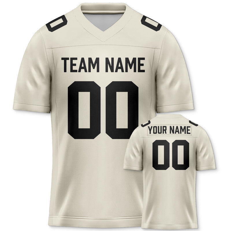 71952565-A7E4-61BC-5C1F-23E590DA88B8 Custom Cream Black Authentic Football Jersey