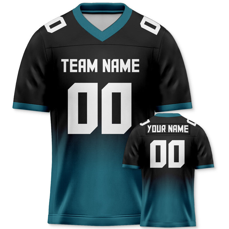 7222EAB3-321E-1653-8CFE-A551AC45A33A Custom Black Aqua-White Authentic Split Fashion Football Jersey