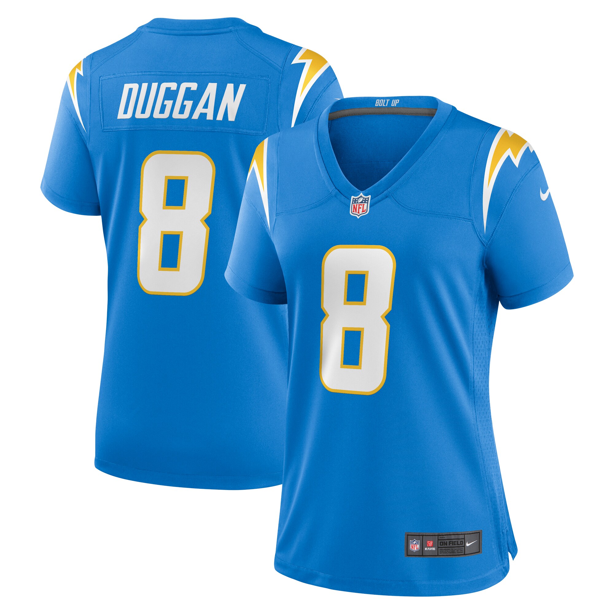 77D62011-203C-DAE9-ACBC-E94E2250598F Women's Los Angeles Chargers Max Duggan Nike Powder Blue Team Game Jersey