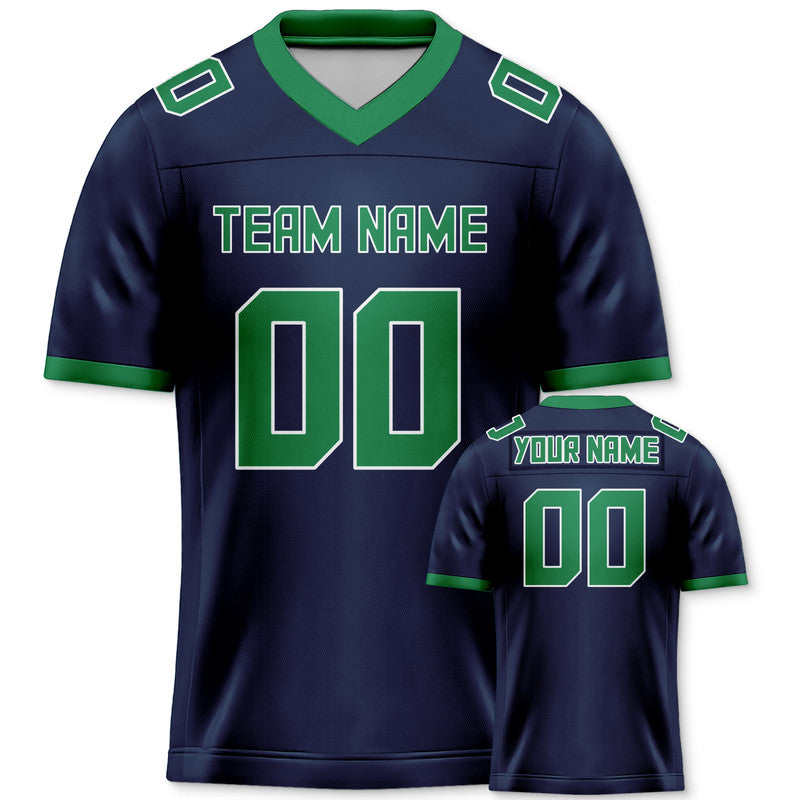 909CC268-56CB-9A25-E77F-7FE361F22C58 Custom Navy Green Mesh Authentic Football Jersey