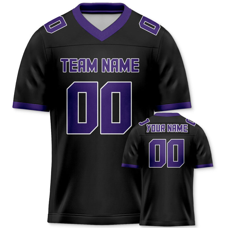 94EA97CE-101F-DA67-8252-2B033BB7AD71 Custom Black Purple Mesh Authentic Football Jersey