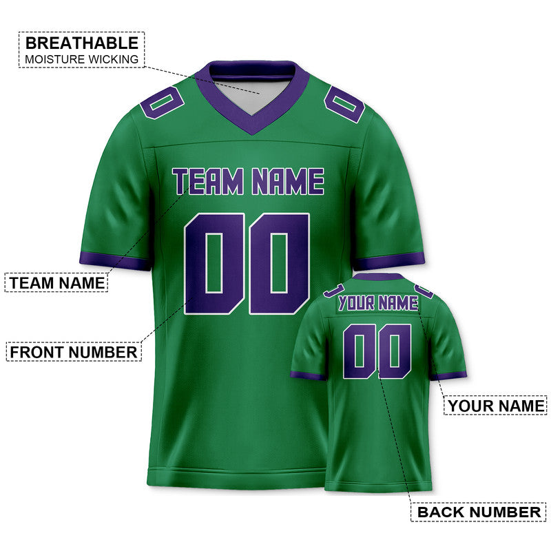 A01A50AA-E8FF-5A07-CC3F-2EF971810858 Custom Green Purple Mesh Authentic Football Jersey