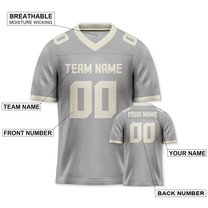 A5B3A7A7-AD78-DD38-A3B0-B3D89E6162D7 Custom Gray Cream Mesh Authentic Football Jersey