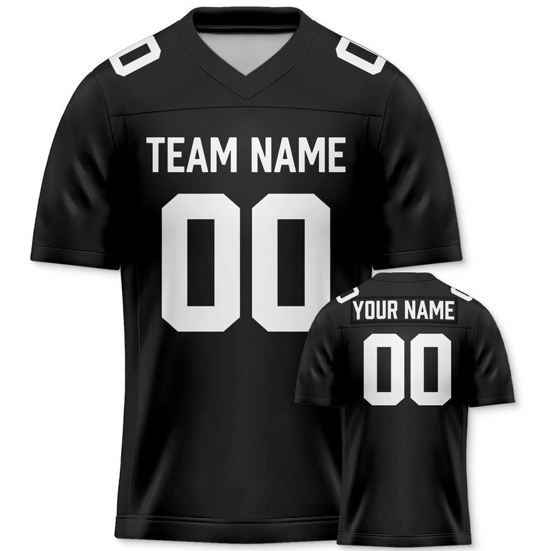 C059C1F8-5628-92A6-321A-1437C5523C86 Custom Black White Authentic Football Jersey
