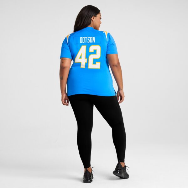 C4001D2D-409A-F922-57BA-15A3195FFFCF Women's Los Angeles Chargers Elijah Dotson Nike Powder Blue Team Game Jersey