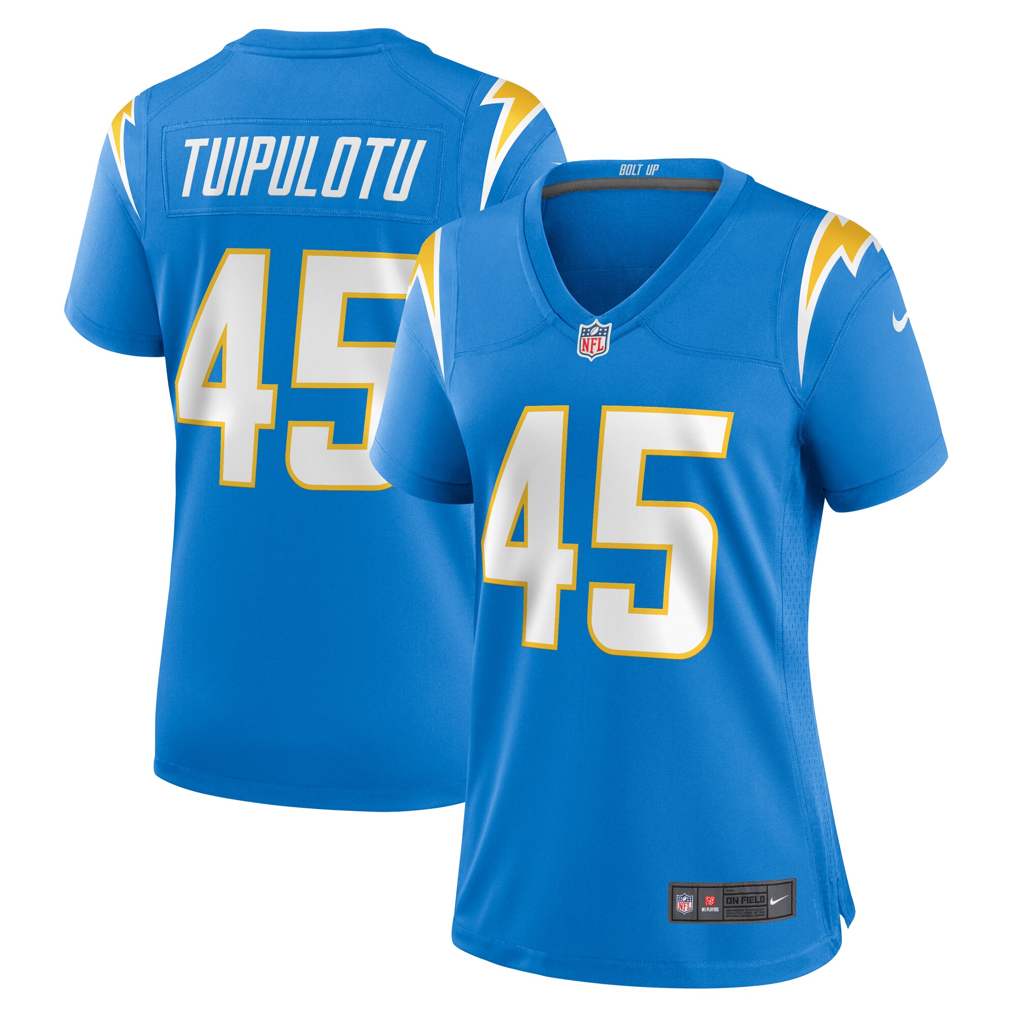 C5018141-99D2-8737-B157-46945A48F71F Women's Los Angeles Chargers Tuli Tuipulotu Nike Powder Blue Team Game Jersey