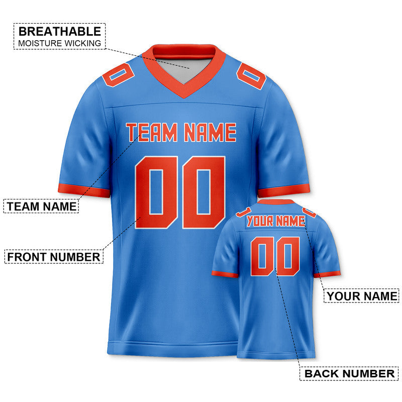 C6BEAFA5-B22C-448A-32C6-80DB3D2D746C Custom Powder Blue Orange Mesh Authentic Football Jersey