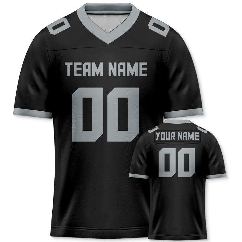 CEB3DBE5-A586-CFD2-47A2-F867505DB295 Custom Black Gray Mesh Authentic Football Jersey
