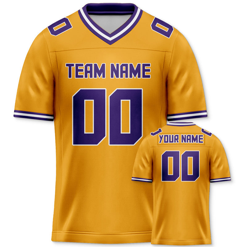 D270EBEF-C602-7954-E440-3A1908443F65 Custom Gold Purple Mesh Authentic Football Jersey