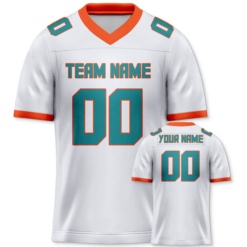 E29690B8-29D9-5CF3-FD30-1D695BCC531C Custom White Aqua-Orange Mesh Authentic Football Jersey