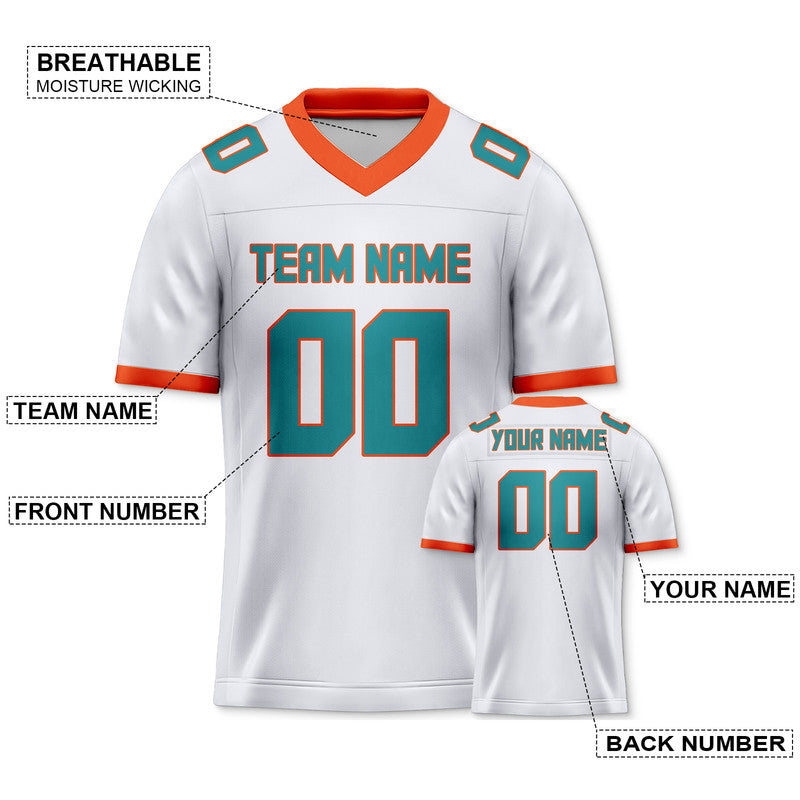 E890167D-95ED-98FB-2A3A-FBF4A5218910 Custom White Aqua-Orange Mesh Authentic Football Jersey