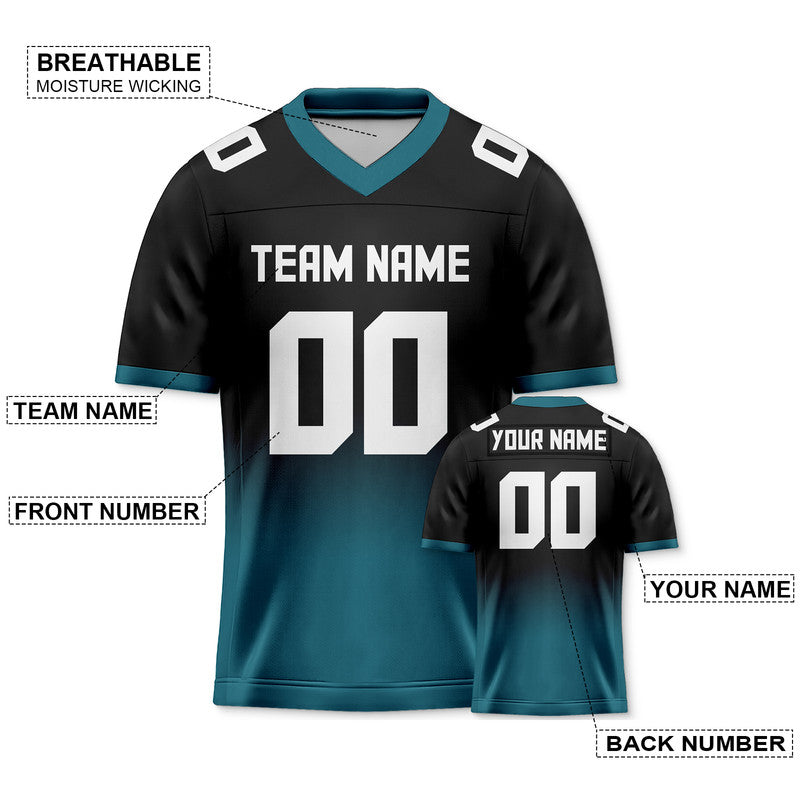 E9BA648C-66F3-F478-8819-38977A31DF97 Custom Black Aqua-White Authentic Split Fashion Football Jersey