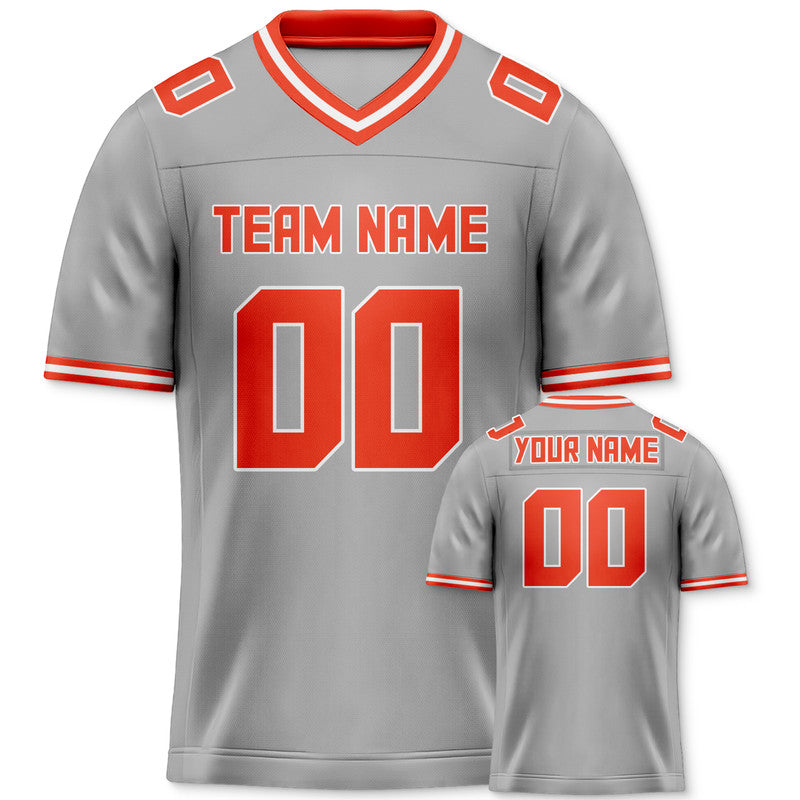F30DAE7F-F8AB-4F64-5D19-0E14DB3FE609 Custom Gray Orange Mesh Authentic Football Jersey